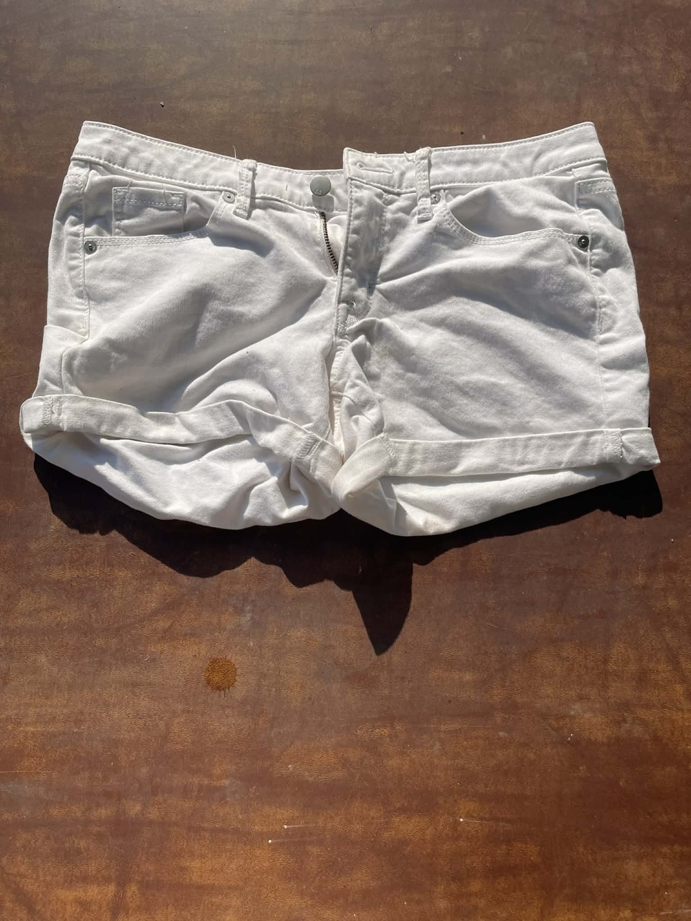 Classic White Rolled-Hem Denim Shorts